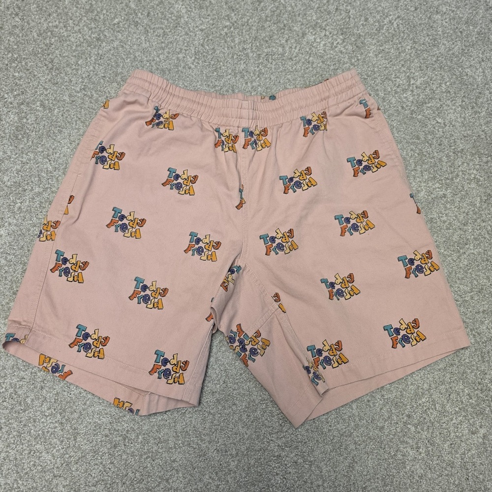 Teddy Fresh Men's Elastic Waistband Pull-On Retro‎ Logo 90s Hip Hop Shorts Sz M